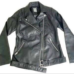 NWOT Primark Black Faux Leather Moto Jacket Size 4